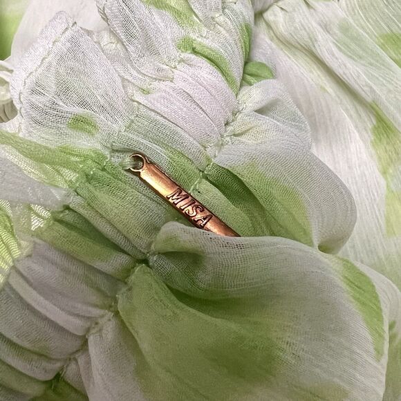 MISA LOS ANGELES Rumi One Shoulder Midi Dress Green White Honeydew Blossom Small - Picture 10 of 12